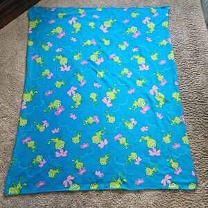 Blue Frog Print Plush Throw Blanket - Kids Bedding